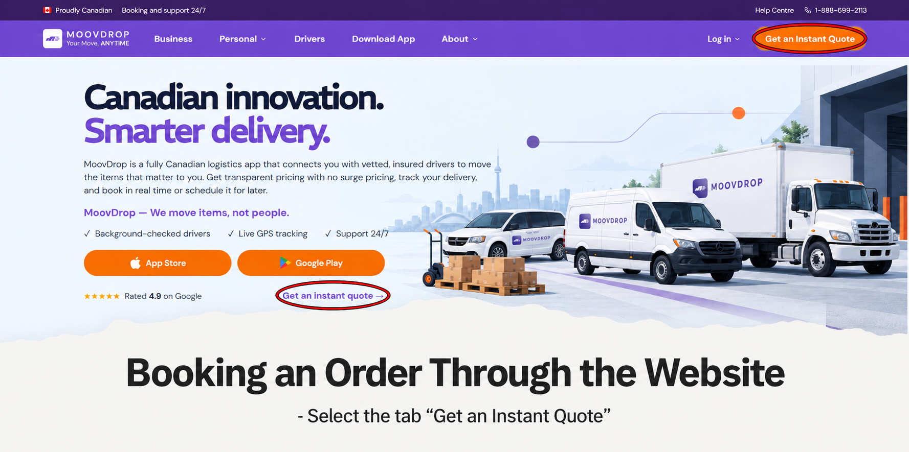 MoovDrop website booking form