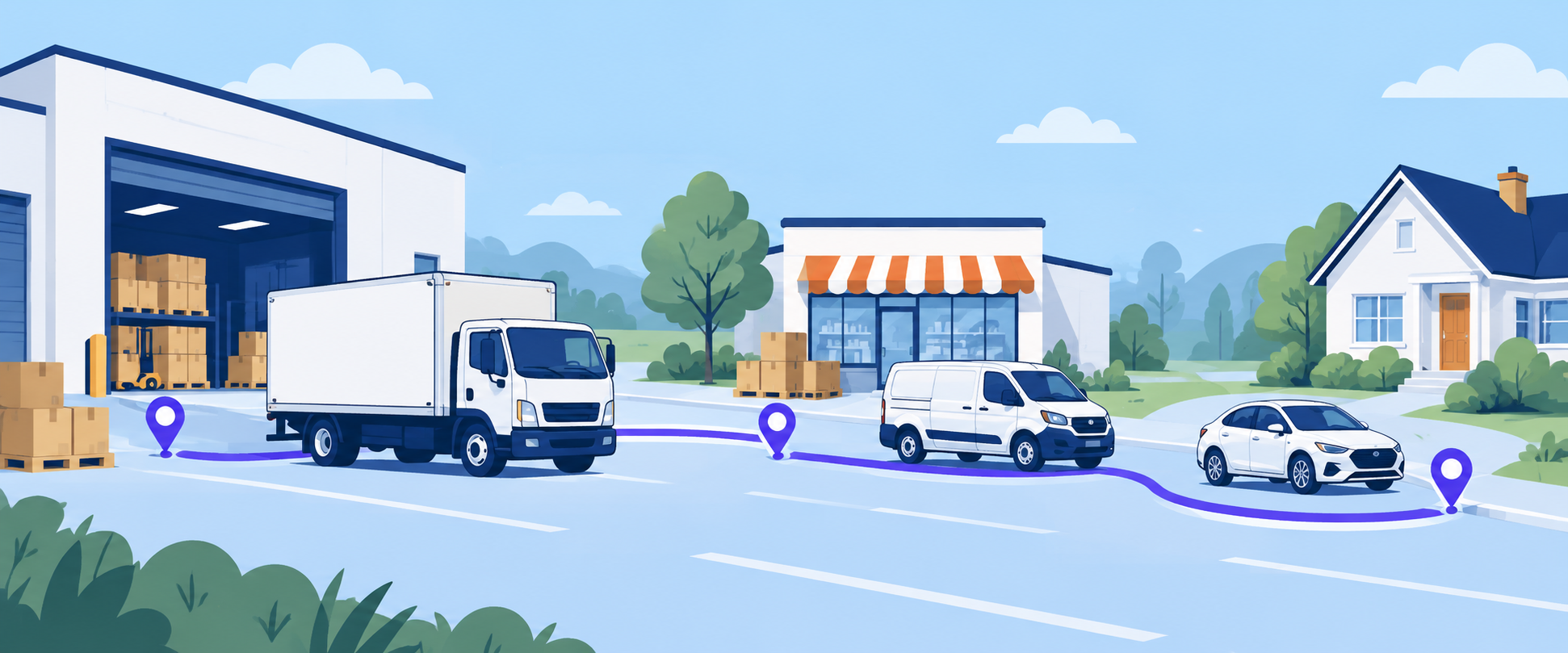 A MoovDrop delivery route connecting multiple business stops