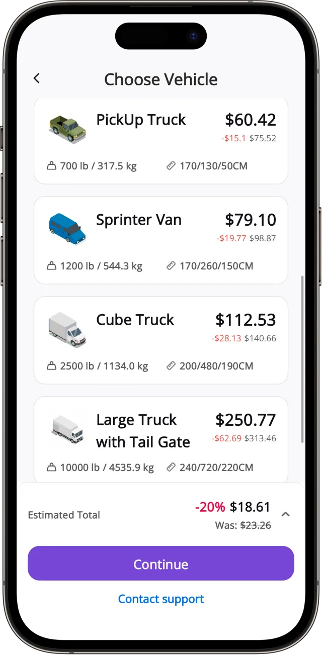MoovDrop order details screen